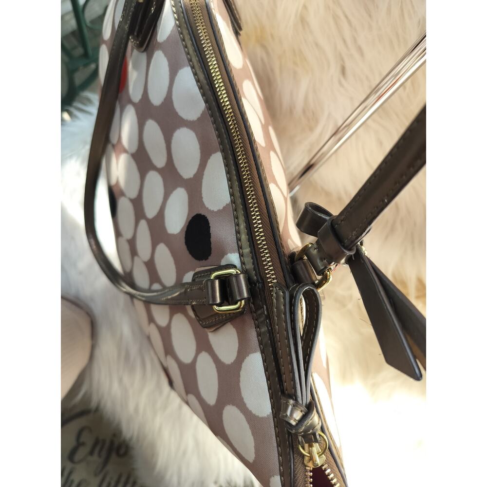 5249) Coach Poppy Polkadot Watercolor Shoulder Tote Bag Leather Trim E1320-25124 - Picture 6 of 12